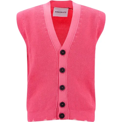 Knitwear Vest with Fringed Bottom , female, Sizes: L - Amaránto - Modalova