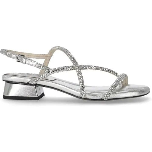 Silberne Sandale mit Strass , Damen, Größe: 37 EU - Ash - Modalova
