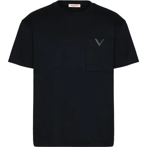 Metallic V Detail T-shirts Polos , male, Sizes: M, S - Valentino Garavani - Modalova