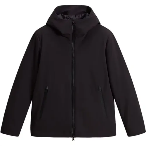 Schwarze Daunenjacke mit Stretch-Design , Herren, Größe: L - Woolrich - Modalova