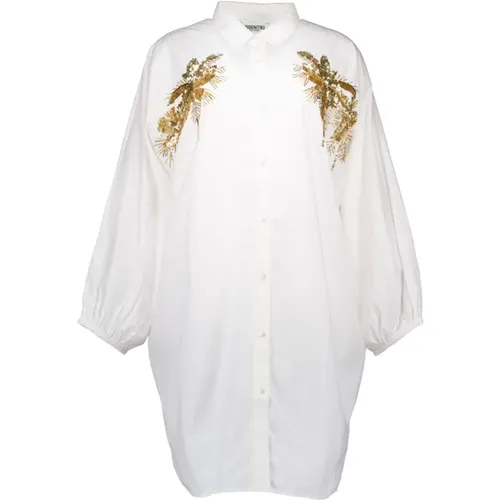 Gerüschtes Weißes Kleid , Damen, Größe: S - Essentiel Antwerp - Modalova