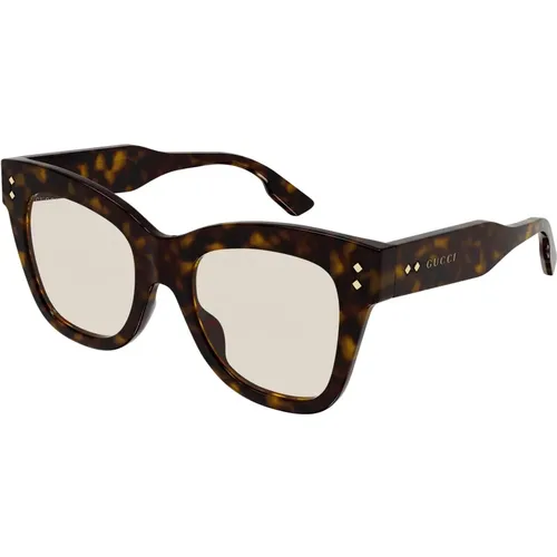 Dark Havana/Light Yellow Sunglasses , female, Sizes: 52 MM - Gucci - Modalova