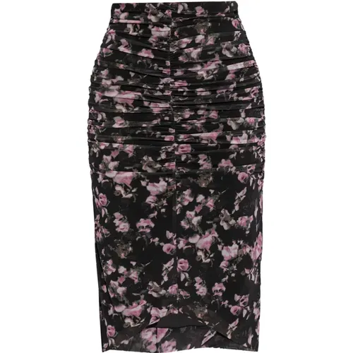 Floral Print Ruffle Midi Skirt , female, Sizes: S, XS - Ganni - Modalova