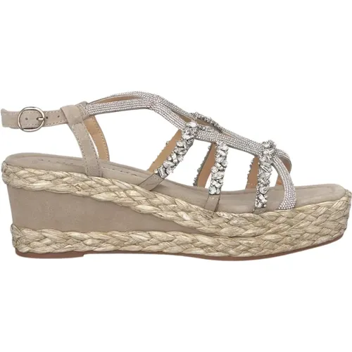 Crisscross Wedge Sandal with Sparkling Detail , female, Sizes: 6 UK, 8 UK - Alma en Pena - Modalova