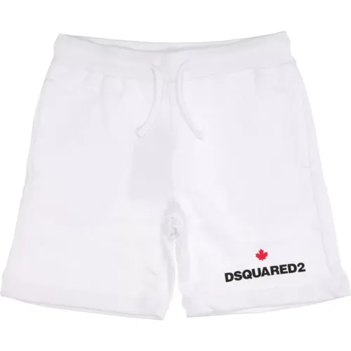 Weiße Bermuda-Shorts aus Baumwolle für Kinder - Dsquared2 - Modalova