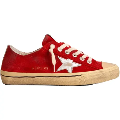 Suede V-Star with Silver Star and Heel , male, Sizes: 8 UK, 9 UK - Golden Goose - Modalova