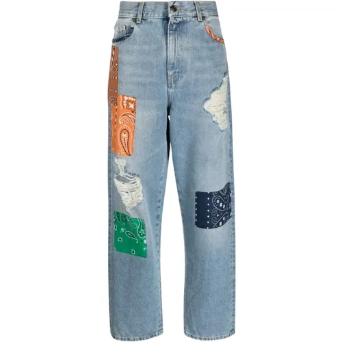 Bandana Patchwork Distressed Jeans , female, Sizes: W27 - Alanui - Modalova