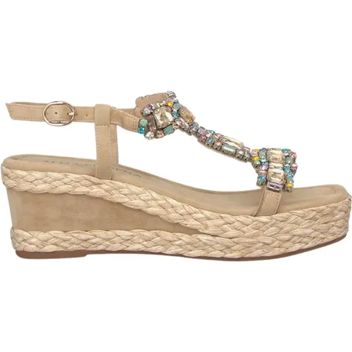 Glitter Wedge Sandal with Braided Detail , female, Sizes: 7 UK, 5 UK, 3 UK, 8 UK, 6 UK - Alma en Pena - Modalova