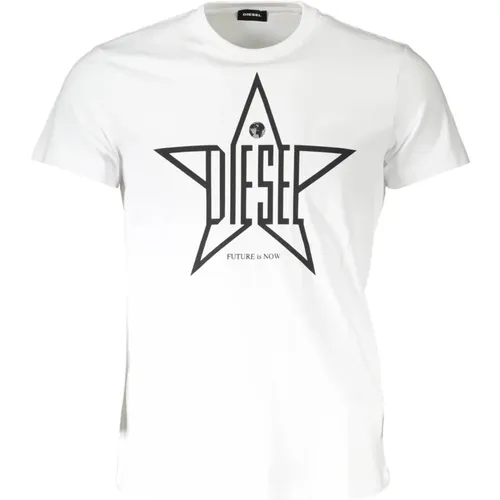 Kurzarm T-Shirt Weiß Logo Druck - Diesel - Modalova