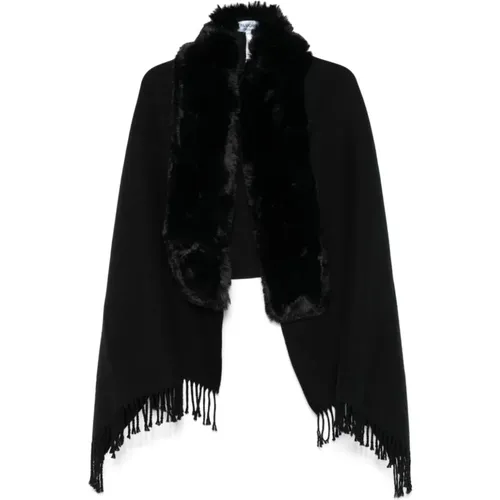 Faux-Fur Trim Scarf , female, Sizes: ONE SIZE - Blugirl - Modalova