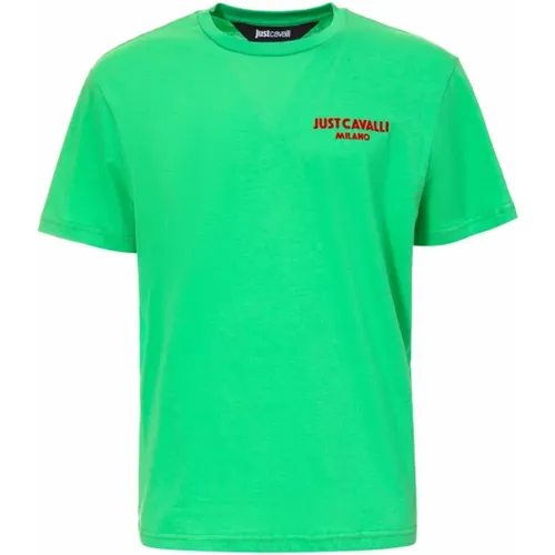 Grüne T-Shirts und Polos für Männer , Herren, Größe: L - Roberto Cavalli - Modalova