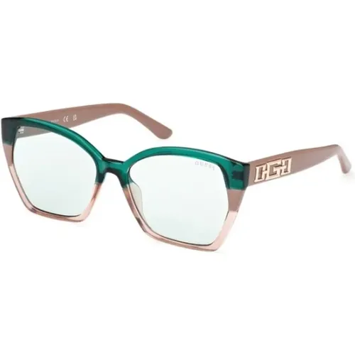 Beiger Rahmen Grüne Gläser Sonnenbrille - Guess - Modalova
