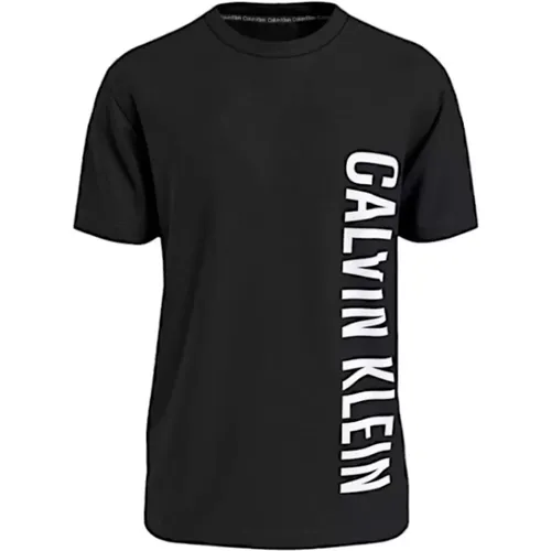 Cotton T-shirt with Bold Front Lettering , male, Sizes: M, XL, 2XL, S, L - Calvin Klein - Modalova