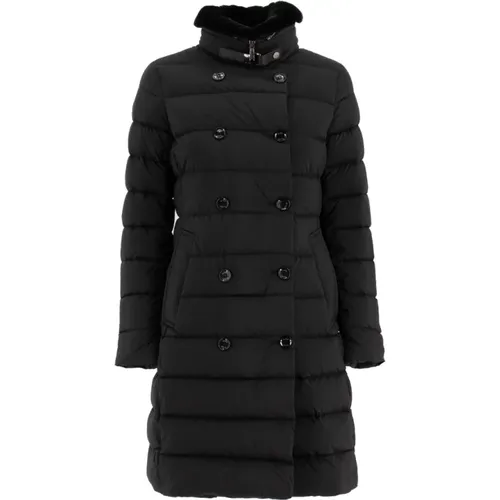 Double Breasted Down Coat with Detachable Fur , female, Sizes: XS, S - Moorer - Modalova