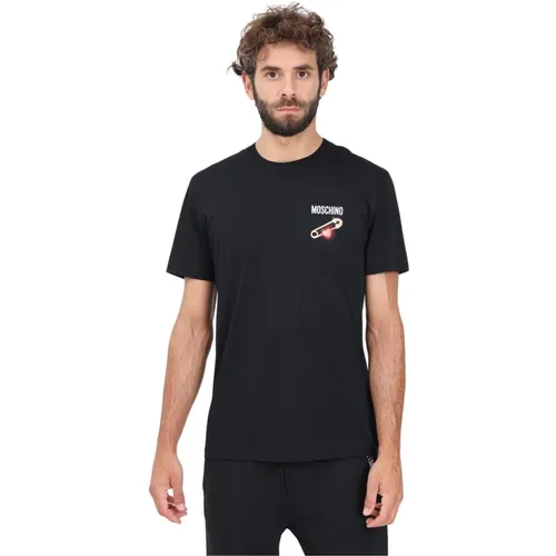 Heart Safety Pin T-shirt , Herren, Größe: M - Moschino - Modalova