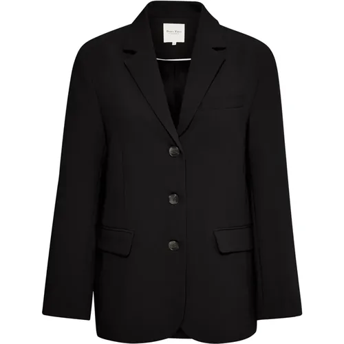 Oversize Schwarze Jacke mit Klassischem Kragen , Damen, Größe: L - Part Two - Modalova