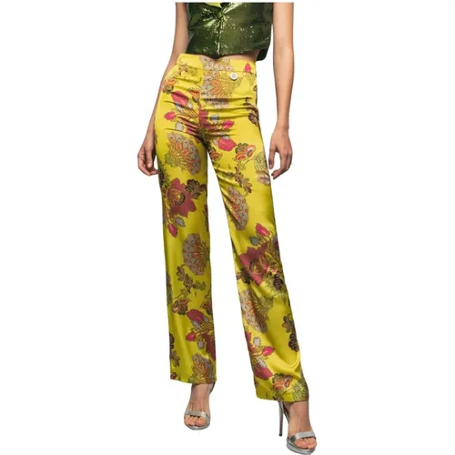 Floral Palazzo Viscose Pants , female, Sizes: M - Gaëlle Paris - Modalova