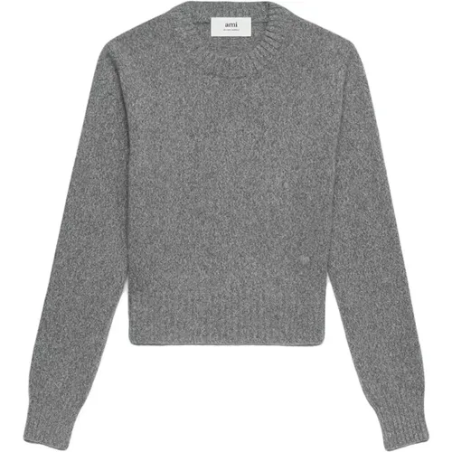 Casual Grauer Kaschmir Wollpullover,Casual Cashmere Wool Sweater - Ami Paris - Modalova