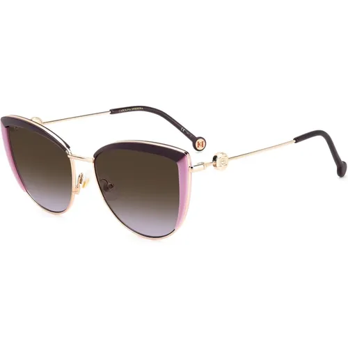 Stylische Sonnenbrille HER,Gold Schwarze Sonnenbrille mit Dunkelgrau Getönten Gläsern - Carolina Herrera - Modalova