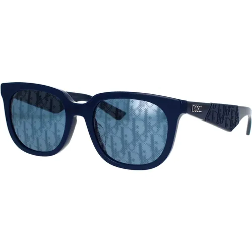 Lässige blaue geometrische Sonnenbrille mit Oblique-Details , unisex, Größe: 55 MM - Dior - Modalova