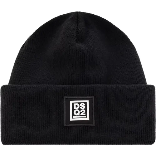 Logo Wool Beanie Hat , male, Sizes: ONE SIZE - Dsquared2 - Modalova