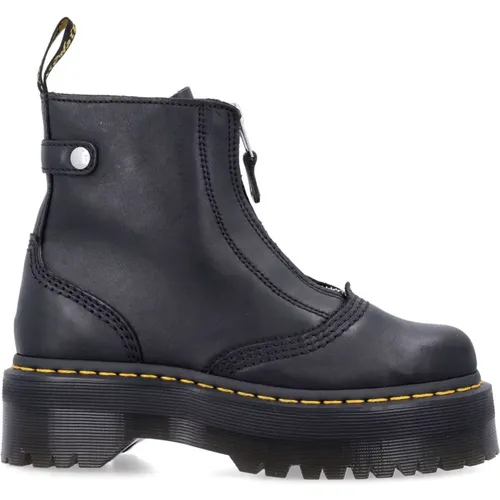 Schwarze Plateaustiefel mit gelben Nähten , Damen, Größe: 37 EU - Dr. Martens - Modalova