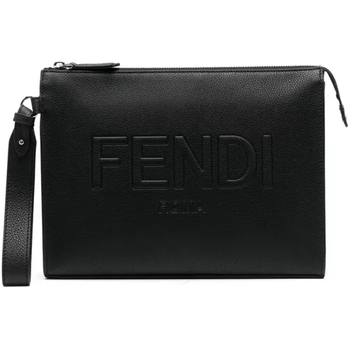 Leather Wrist Strap Bag , male, Sizes: ONE SIZE - Fendi - Modalova