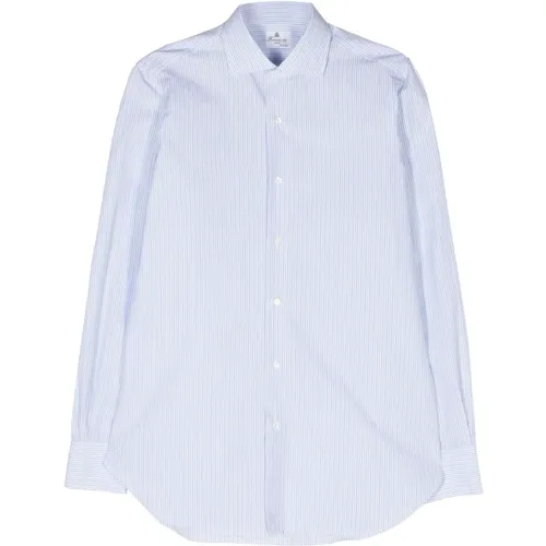 Striped Cotton Shirt Made in Italy , male, Sizes: 4XL, 3XL, 5XL, L, M - Finamore - Modalova