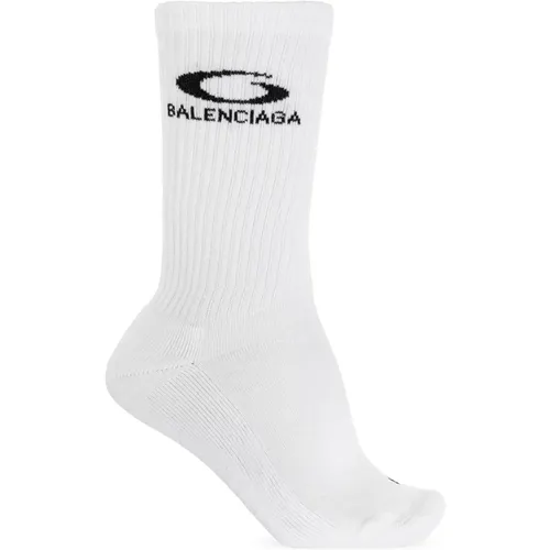 Socks with embroidered logo , male, Sizes: XL - Balenciaga - Modalova