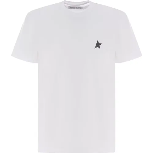 Weißes T-Shirt mit One Star Logo , Herren, Größe: L - Golden Goose - Modalova