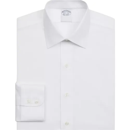 Slim Fit Weißes bügelfreies Stretch-Baumwollhemd mit Ainsley-Kragen , Herren, Größe: S - Brooks Brothers - Modalova