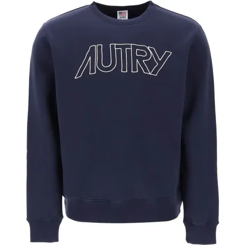 Logo Embroidered Crew Neck Sweatshirt , male, Sizes: L, M, S - Autry - Modalova