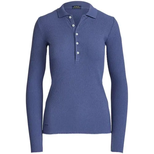 Blaues Polo-Shirt Slim Fit , Damen, Größe: S - Ralph Lauren - Modalova