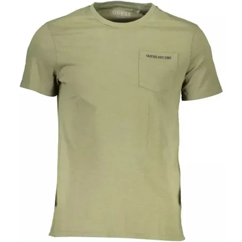 Grnes Bio-Baumwoll-T-Shirt mit Stickerei , Herren, Größe: XL - Guess - Modalova