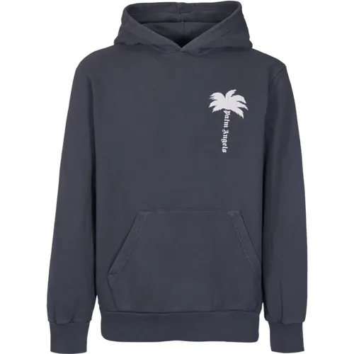 Grey Hooded Sweatshirt Logo Detail , male, Sizes: L, M, S - Palm Angels - Modalova