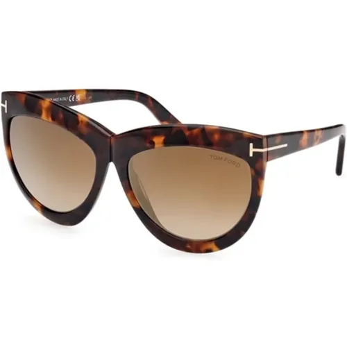 Braune Spiegel-Sonnenbrille Blonde Havana Stil , unisex, Größe: 59 MM - Tom Ford - Modalova