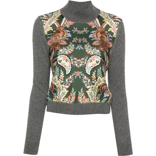 Green Floral High Neck Sweater , female, Sizes: M, 2XS, S, XS, L - ETRO - Modalova