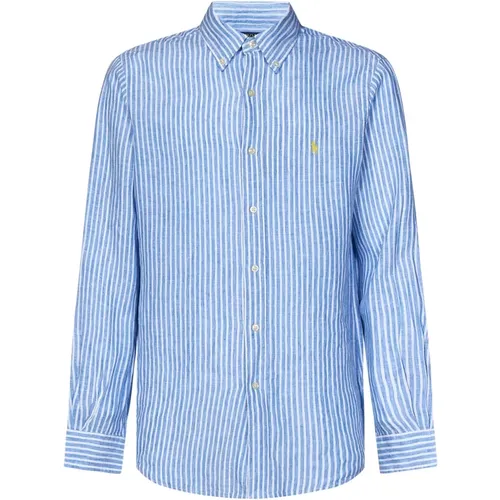 Clear Striped Linen Shirt with Pony Embroidery , male, Sizes: L, XL - Ralph Lauren - Modalova