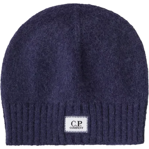 Alpaca Wool Ribbed Beanie with Logo Patch , male, Sizes: ONE SIZE - C.P. Company - Modalova