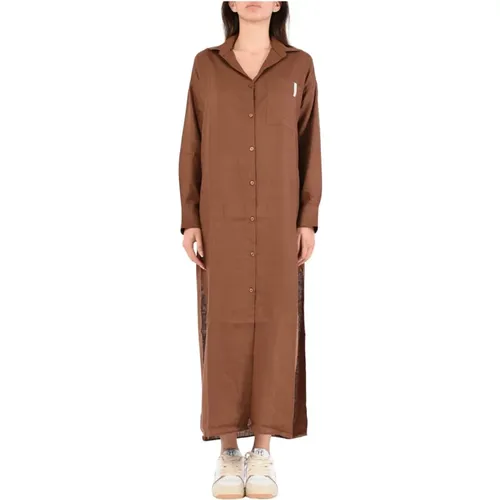 Linen Shirt Dress with Side Slits , female, Sizes: S, XL - Hinnominate - Modalova