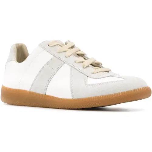 Weiße Ledersneaker mit Zahlenlogo , Damen, Größe: 38 EU - Maison Margiela - Modalova