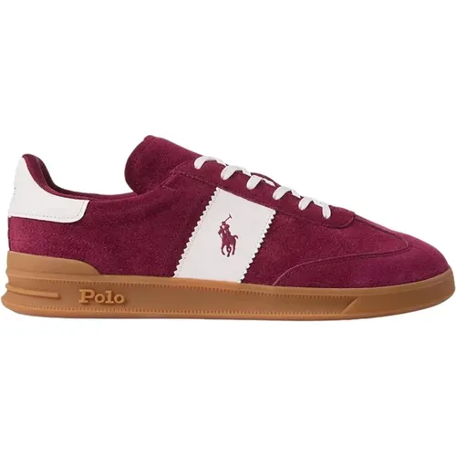 Sportliche Burgunder Wildleder Herren Sneakers , Herren, Größe: 43 EU - Polo Ralph Lauren - Modalova