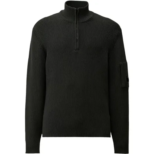 Gerippter Rollkragenpullover in Schwarz - C.P. Company - Modalova