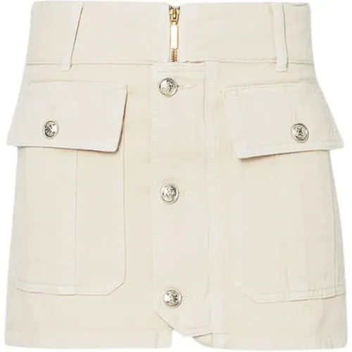 Cotton drill mini skirt with pockets , female, Sizes: W25, W24, W27, W26, W28 - Liu Jo - Modalova