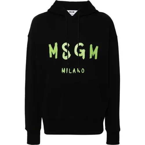 Schwarzer Kapuzenpullover mit Logo , Herren, Größe: L - MSGM - Modalova