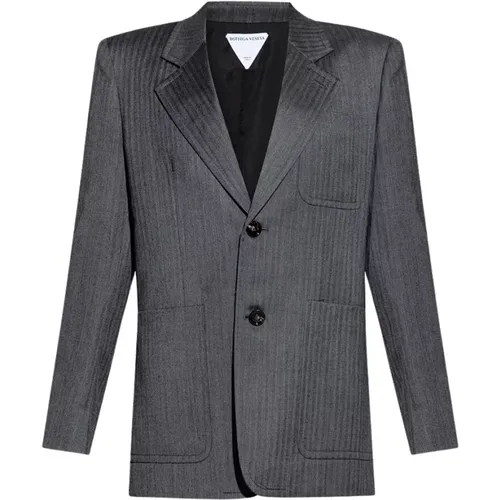 Grauer Woll-Herringbone-Blazer - Bottega Veneta - Modalova