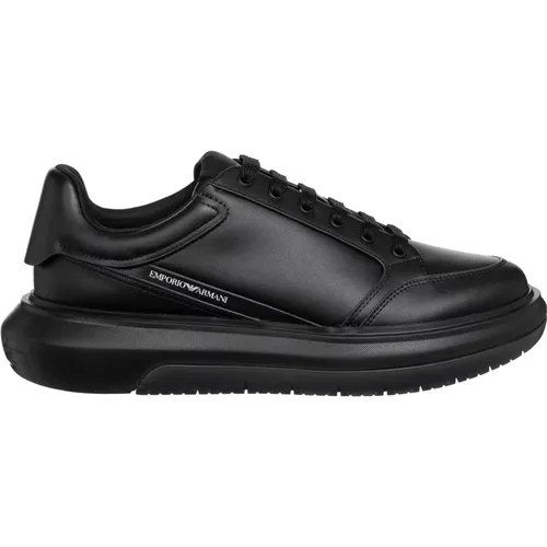 Plain Lace-Up Sneakers , male, Sizes: 7 UK, 6 UK, 8 UK, 9 UK, 10 UK - Emporio Armani - Modalova