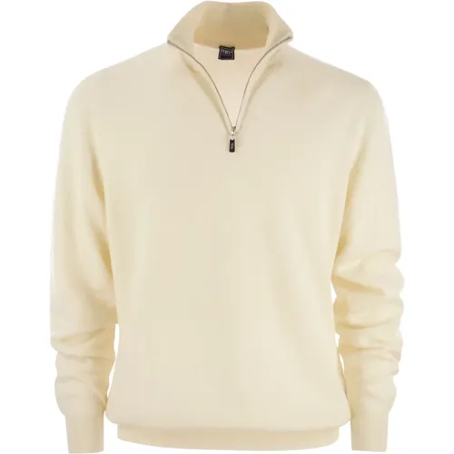 Luxuriöser Cashmere Zip Turtleneck Sweater,Kaschmir-Zip-Turtleneck-Pullover mit hohem Kragen - Fedeli - Modalova