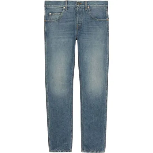 Blaue Stonewashed Jeans mit schmalem Bein,Blaue Denim Tapered Jeans - Gucci - Modalova