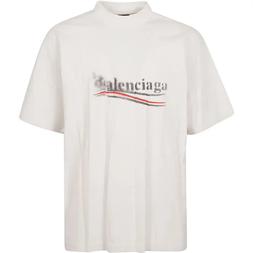 Politisches Stencil Logo T-shirt , Herren, Größe: S - Balenciaga - Modalova
